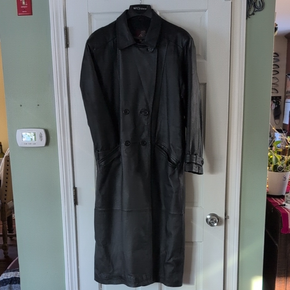 Wilsons Leather Black Long Coat